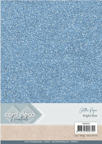  Card Deco glitter karton A4 bright blue 230g